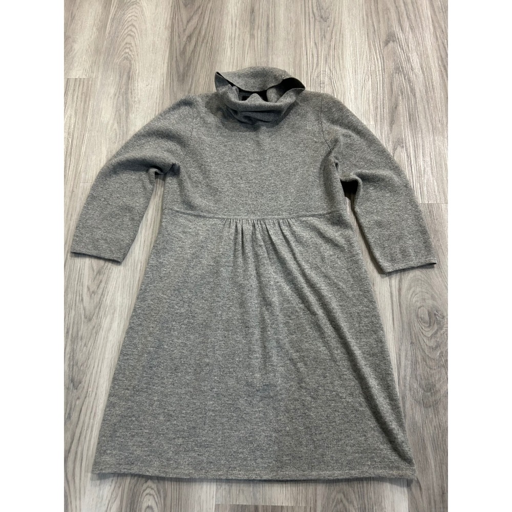 J.Crew Womens Turtleneck Empire Waist Wool Cashmere Knit Dress Large Gray luxury